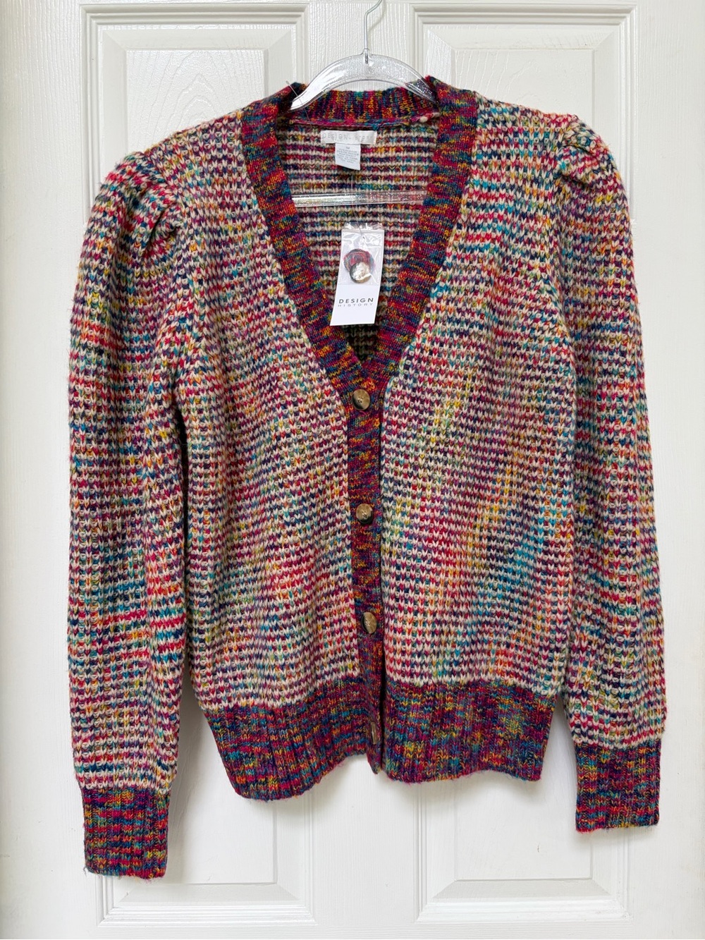 Design History Multicolor Knit Button-Up Cardigan